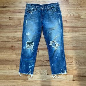 Mother Distressed Cropped Boyfriend Denim